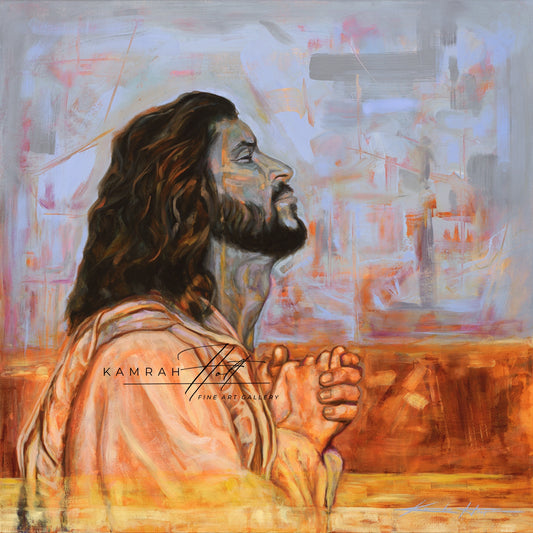 Gallery Wrapped Canvas Print-"The Advocate"– Modern Colorful Portrait of Jesus praying for us