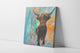 Original oil painting of a Highland cow with abstract background, realistic detail symbolizing strength, endurance, and resilience, modern farm animal wall art with Spititual significance.  -Gallery Wrapped canvas Print